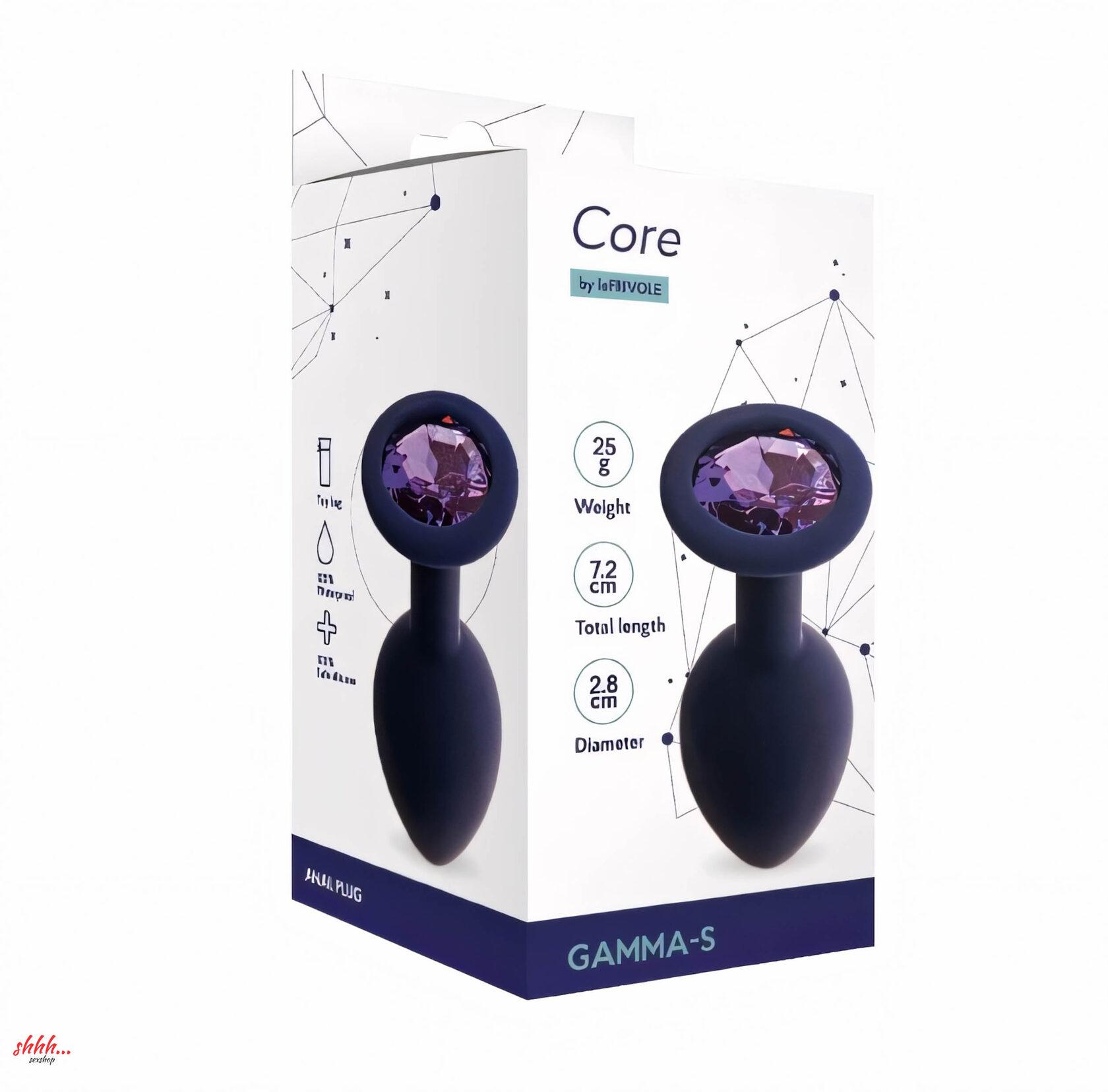 Анальная пробка с кристаллом Gamma, цвет Черничный + фиолетовый кристалл (CORE) (M)