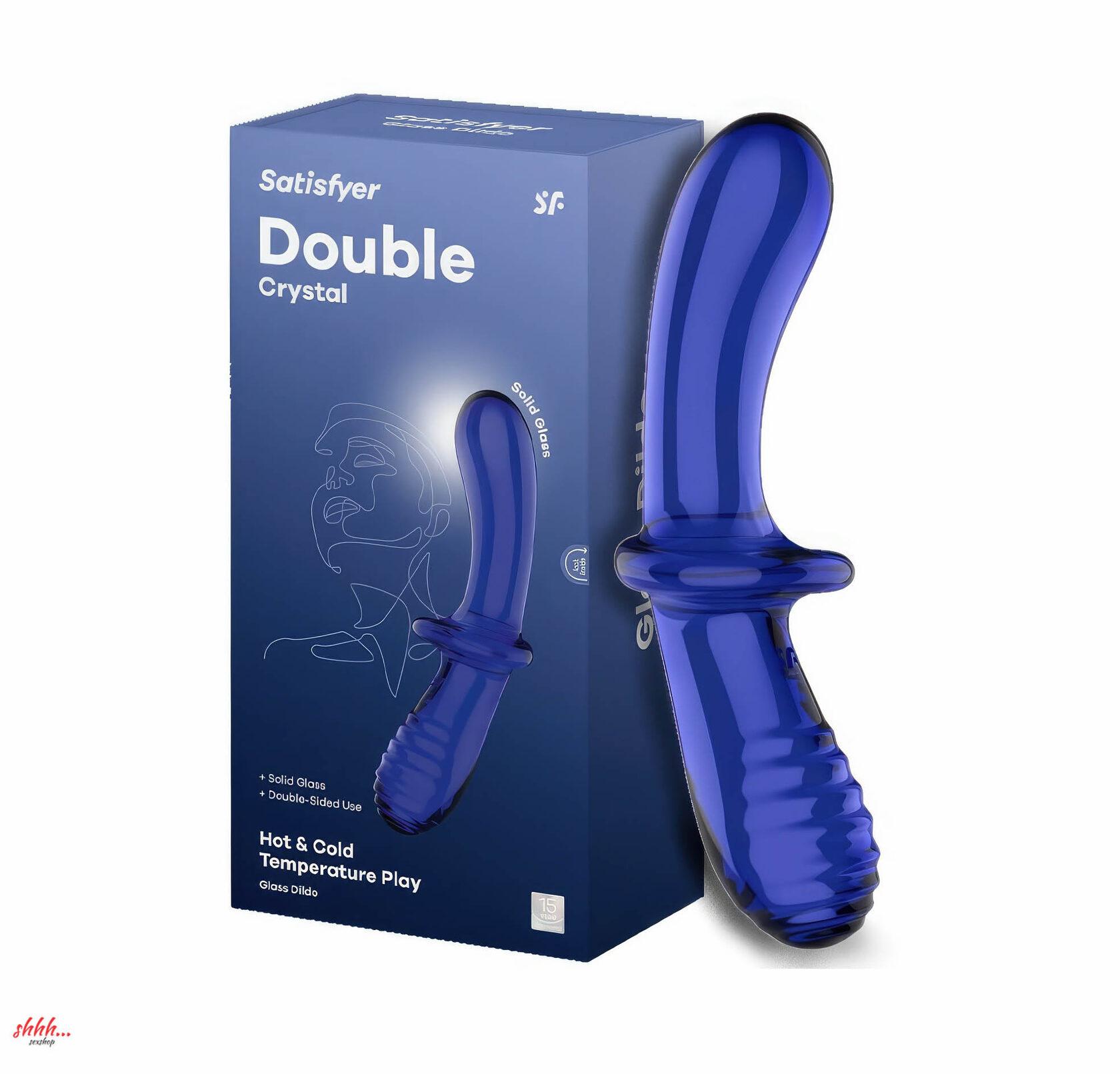 Стеклянный Фаллоимитатор Satisfyer Double Crystal Синий