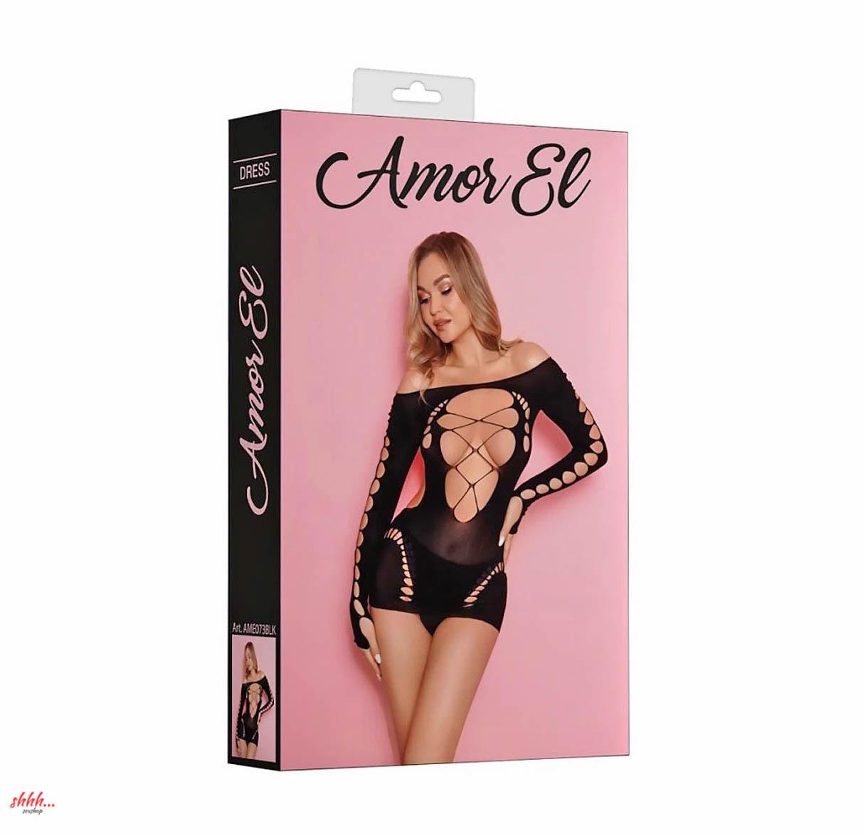 Соблазнительное мини платье со шнуровкой на груди (чёрное) от Amor El