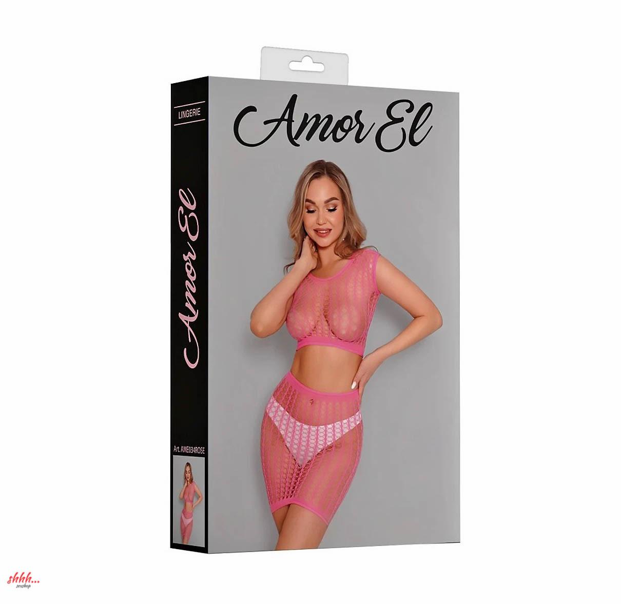 Яркий комплект из топа и юбки (розовый) от Amor El