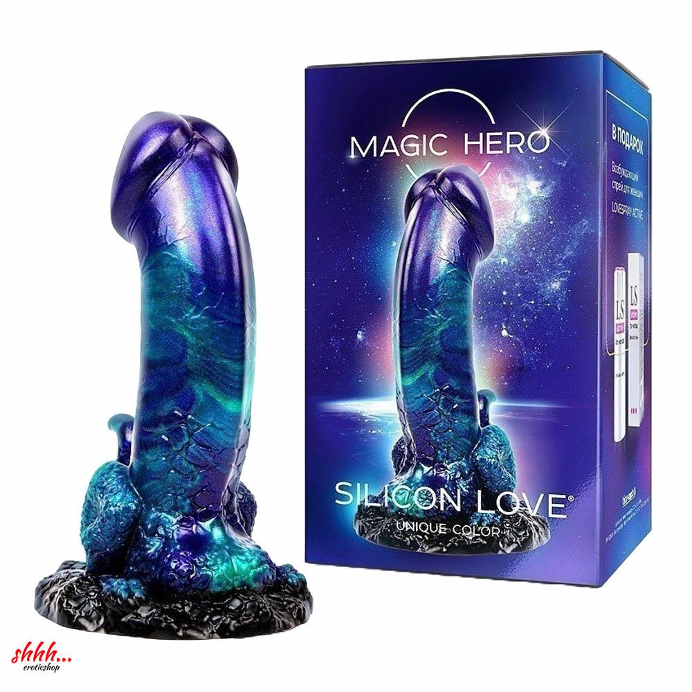 Фаллоимитатор Magic Hero фиолетово-зелёный с перламутром (L 190 мм, D 50 мм)