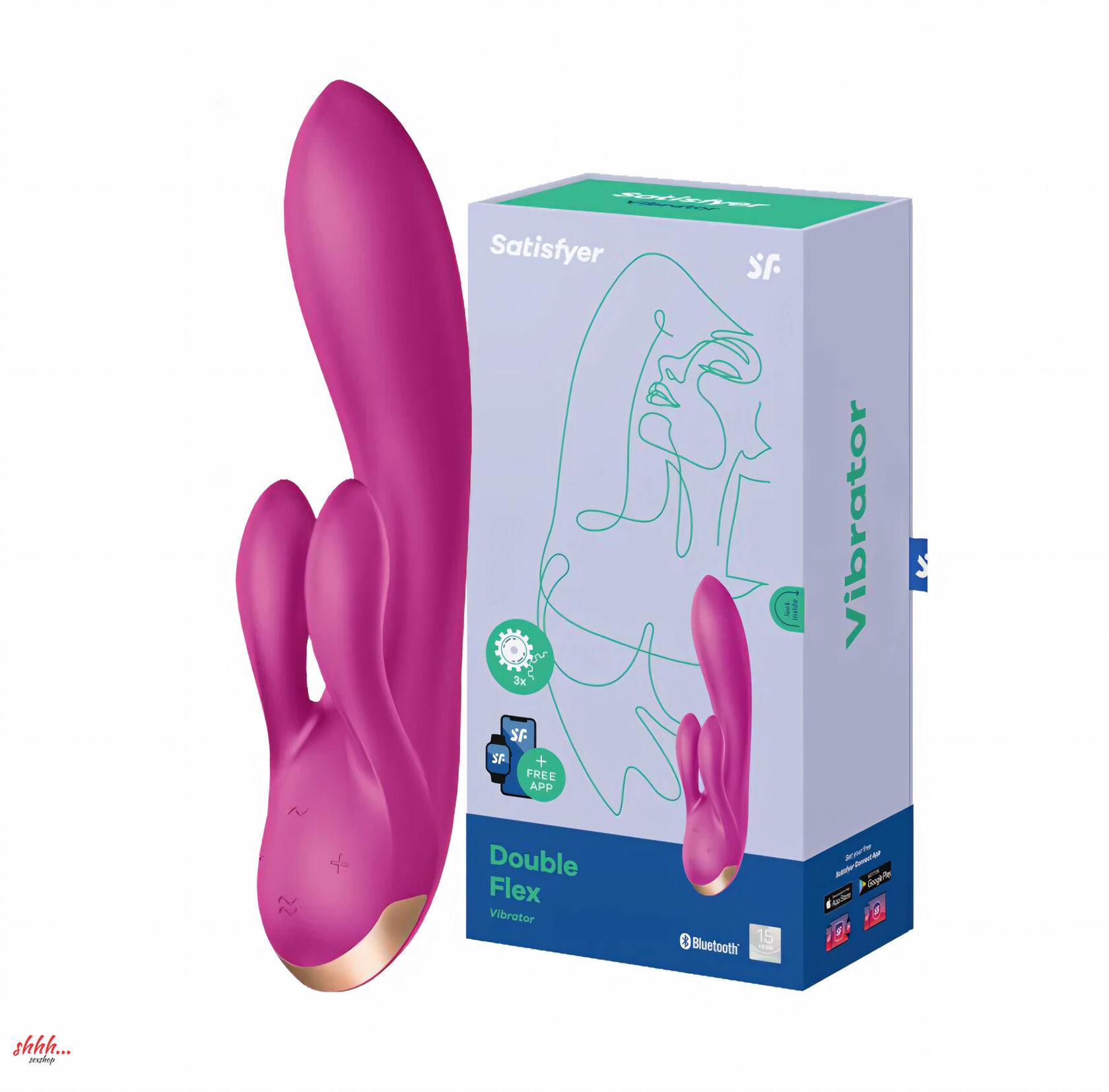 Вибратор с клиторальным стимулятором Satisfyer Double Flex Connect App лиловый