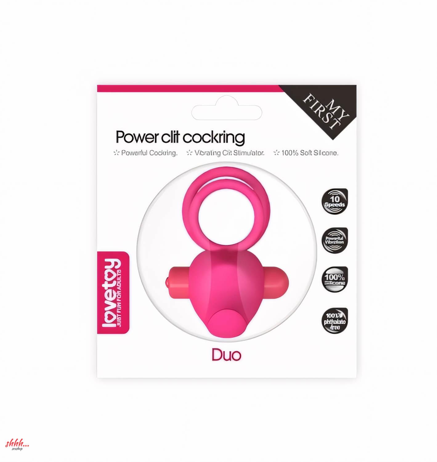 Эрекционное виброкольцо Power DUO clit cockring (розовый)