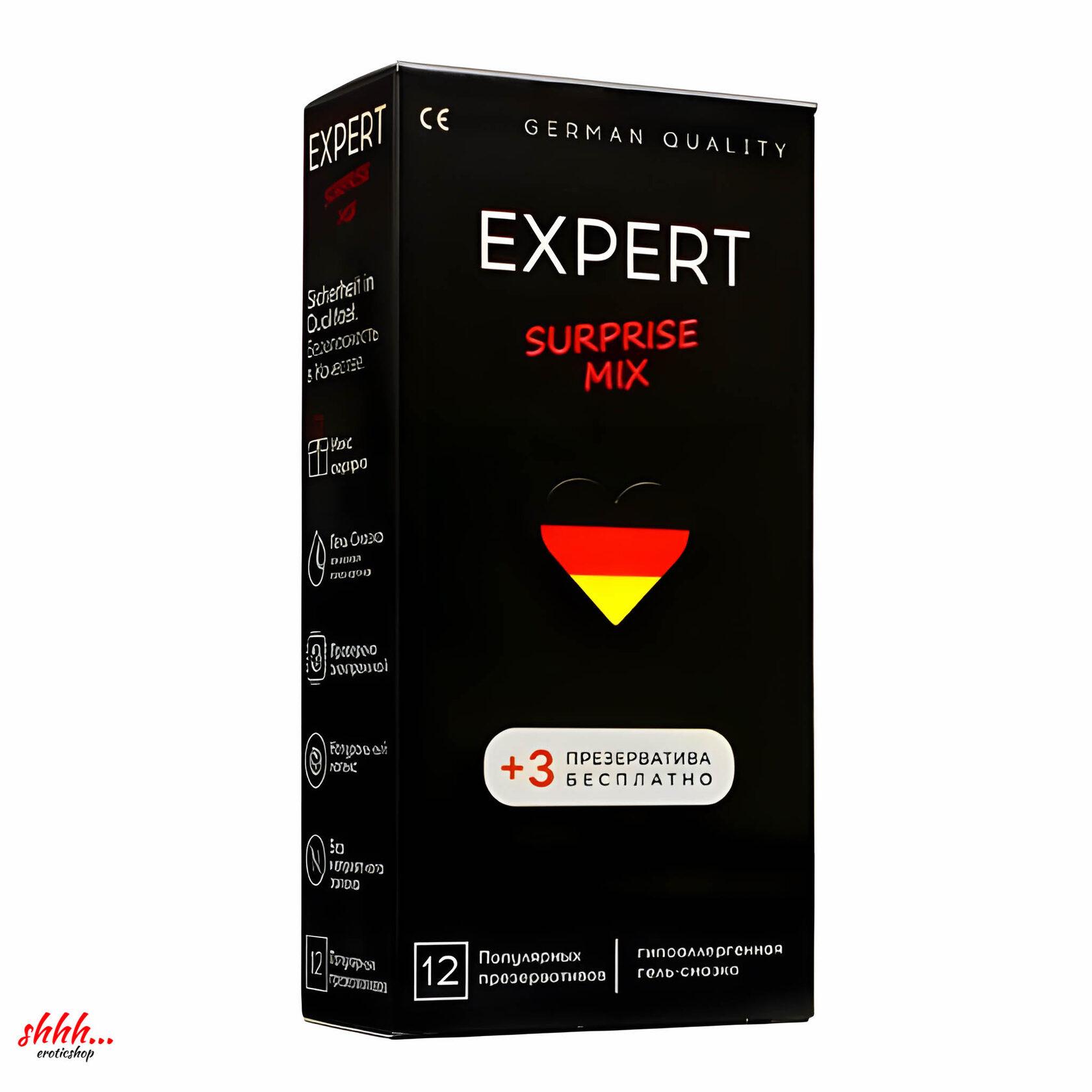 Презервативы EXPERT SURPRISE MIX № 12+3 (микс), 12+3 шт.