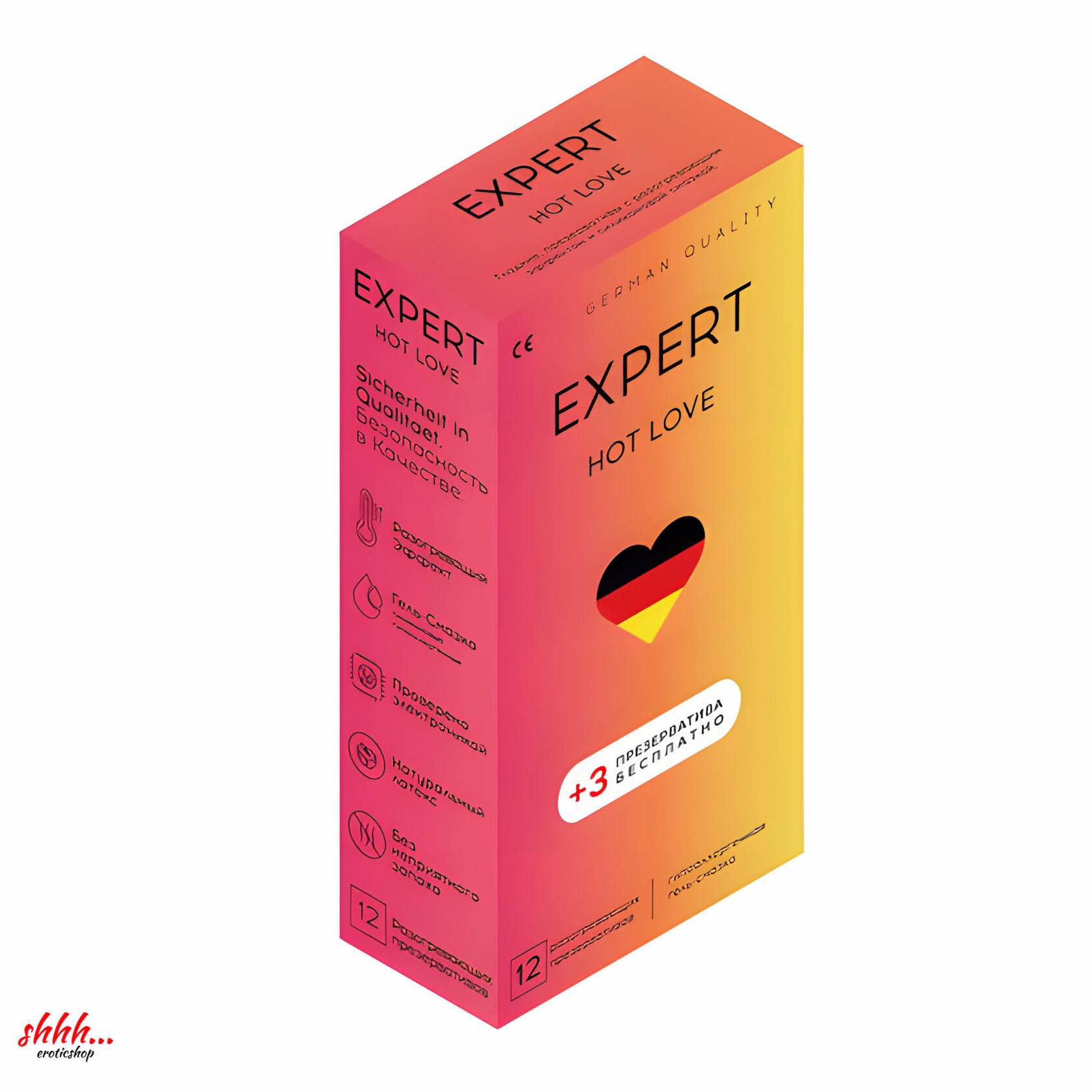 Презервативы EXPERT HOT LOVE № 12+3 (с разогревающим эффектом), 12+3 шт.
