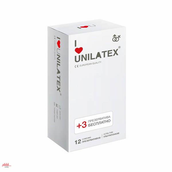 Презервативы Unilatex Ultrathin/Ультратонкие, 12 Шт. + 3 Шт. В Подарок