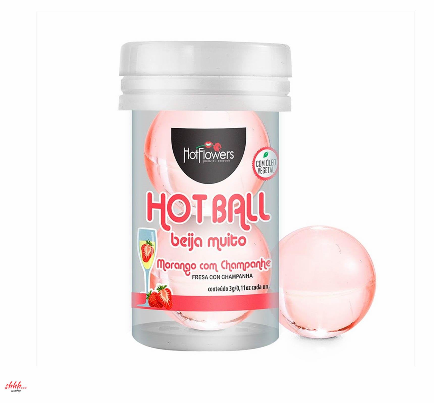 Лубрикант Aromatic Hot Ball На Масляной Основе В Виде Двух Шариков С Ароматом Клубники И Шампанского